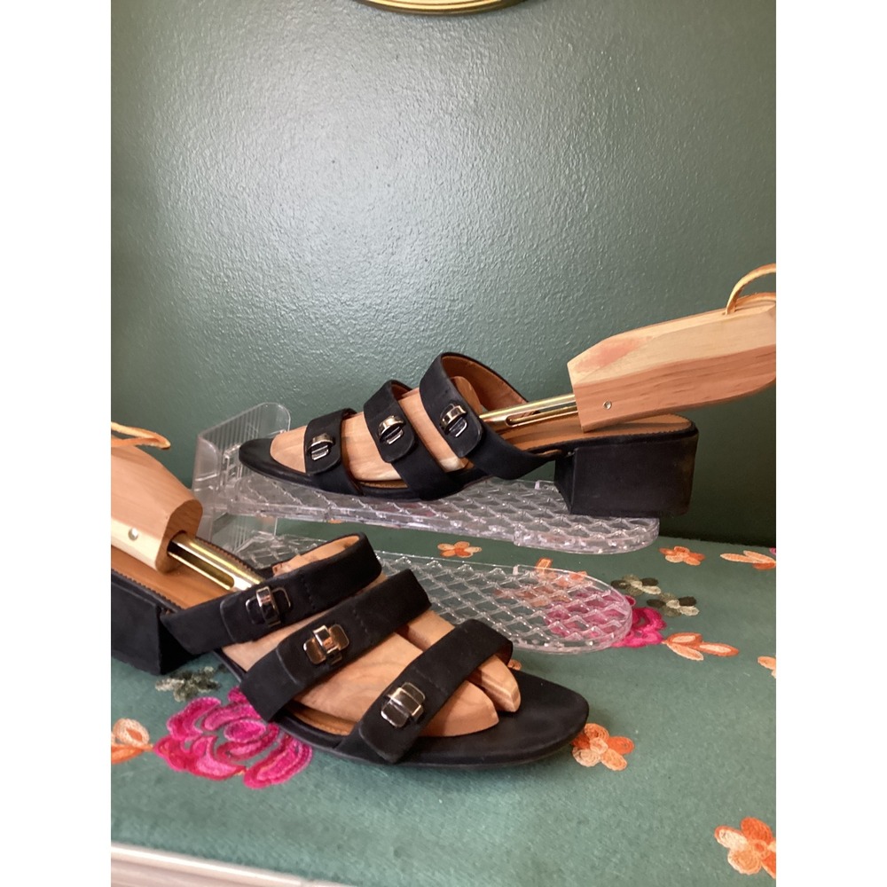 Sarto Franco Sarto Arabesque Sandals 9M Black‎ Leather Block Heel